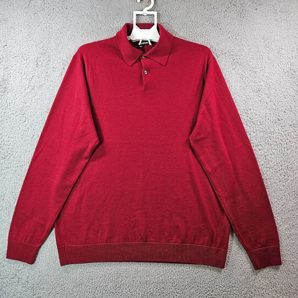 Murano Sweater Men XLT Tall 100% Merino Wool Knit Red